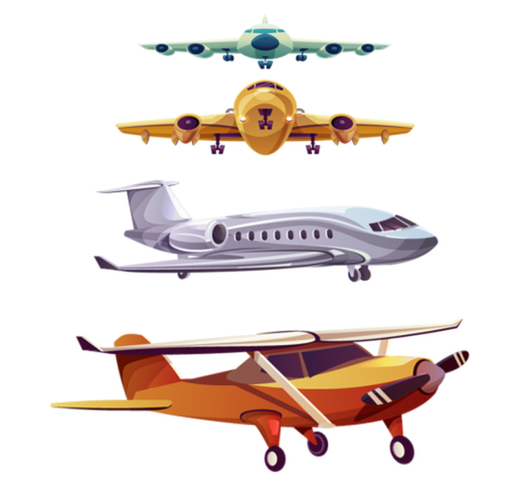 Tapete vinílico criança pack de aviões frontal - TenStickers