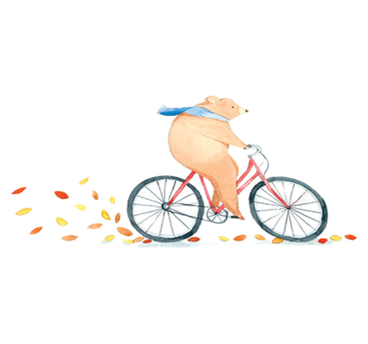 Tapete vinílico criança urso de bicicleta - TenStickers