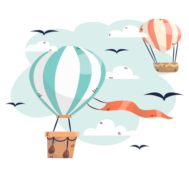 Tapete vinílico criança globos e nuvens - TenStickers