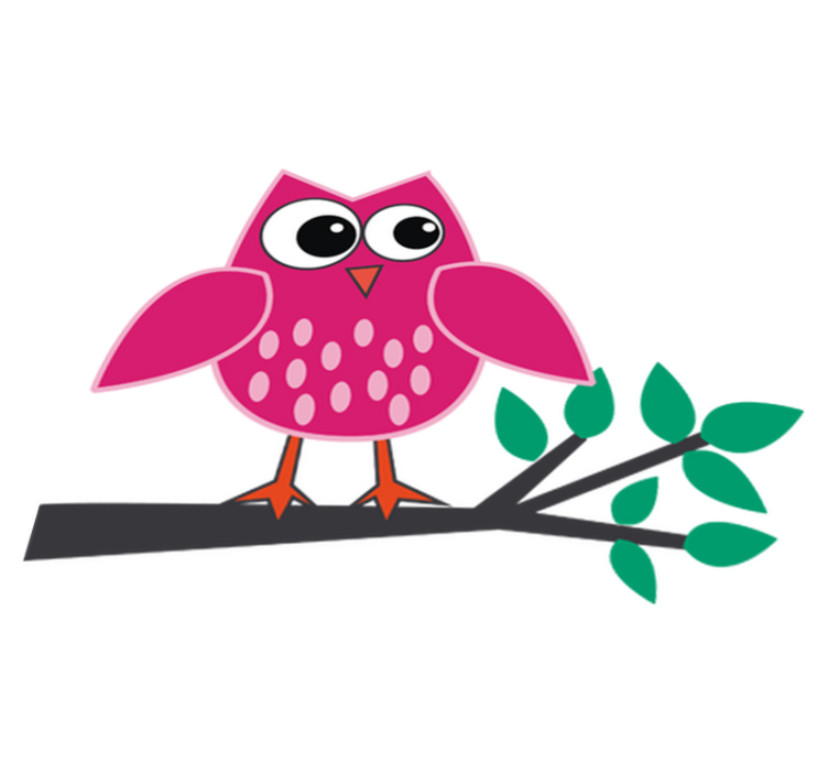 Tapete vinílico criança coruja rosa na árvore - TenStickers
