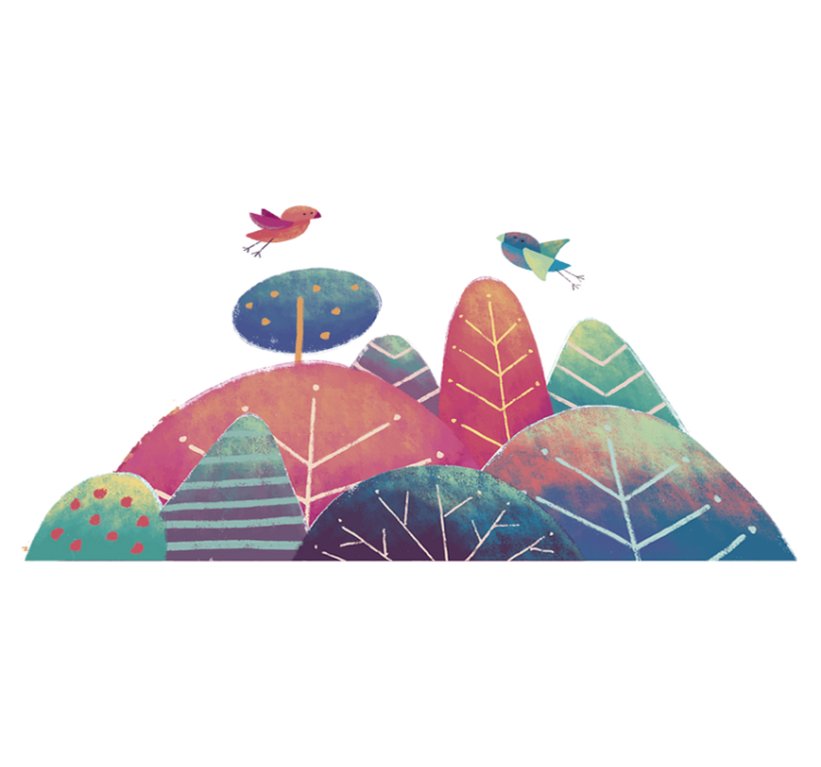 Tapete vinílico criança árvores azuis e rosas - TenStickers