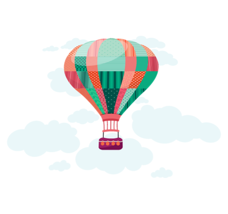 Tapete vinílico criança balão de ar quente patchwork - TenStickers