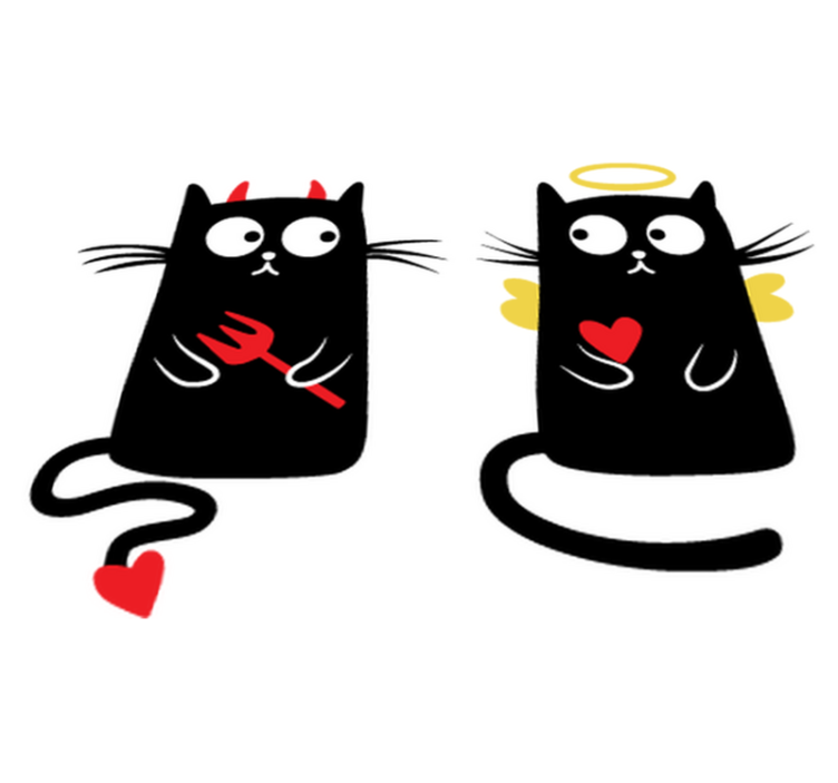 Tapete vinílico criança gato bom e mau - TenStickers