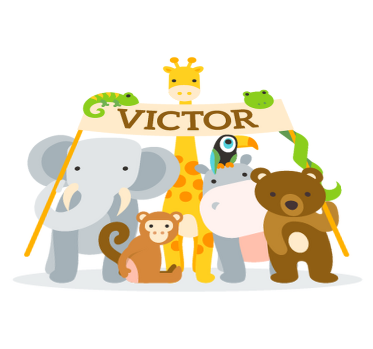Tapete vinílico criança animais acolhedores com nome - TenStickers