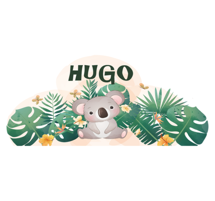 Tapete vinílico criança urso-coala fofo com nome - TenStickers