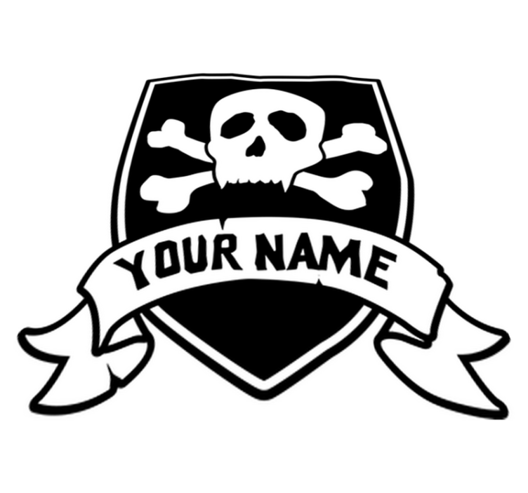 Tapete vinílico criança caveira pirata com nome - TenStickers