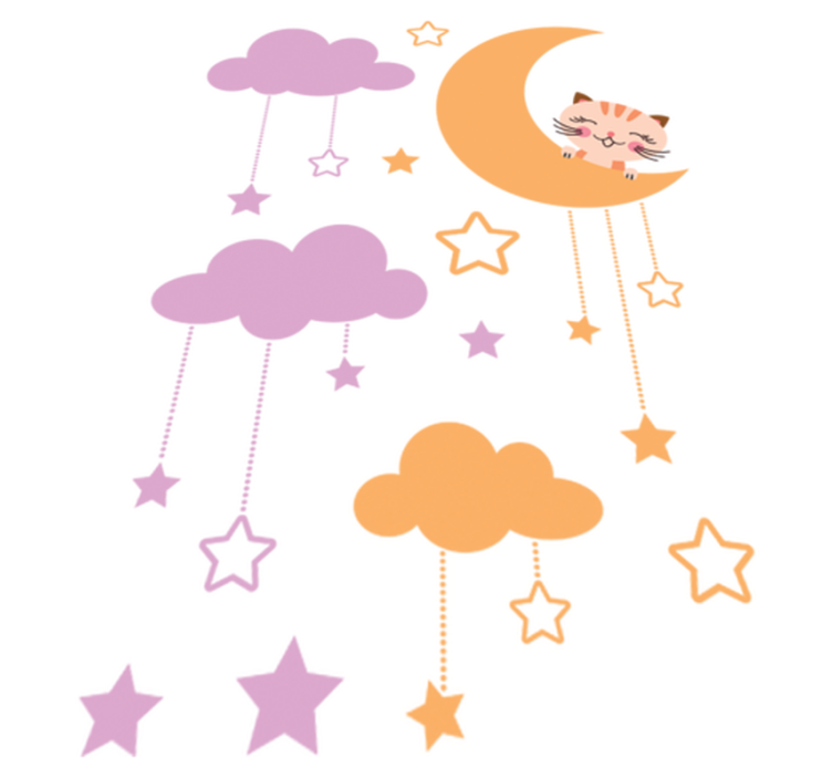 Tapete vinílico criança e adesivo luna gato - TenStickers