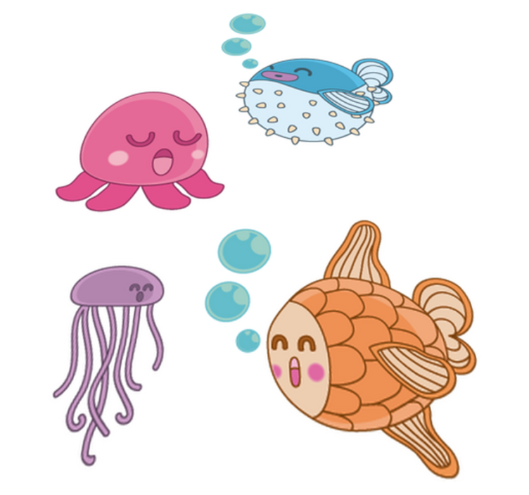 Tapete vinílico criança adesivo ilustrativo de peixes - TenStickers