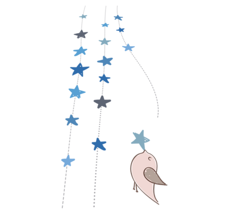 Tapete vinílico criança estrelas azuis e passarinho - TenStickers