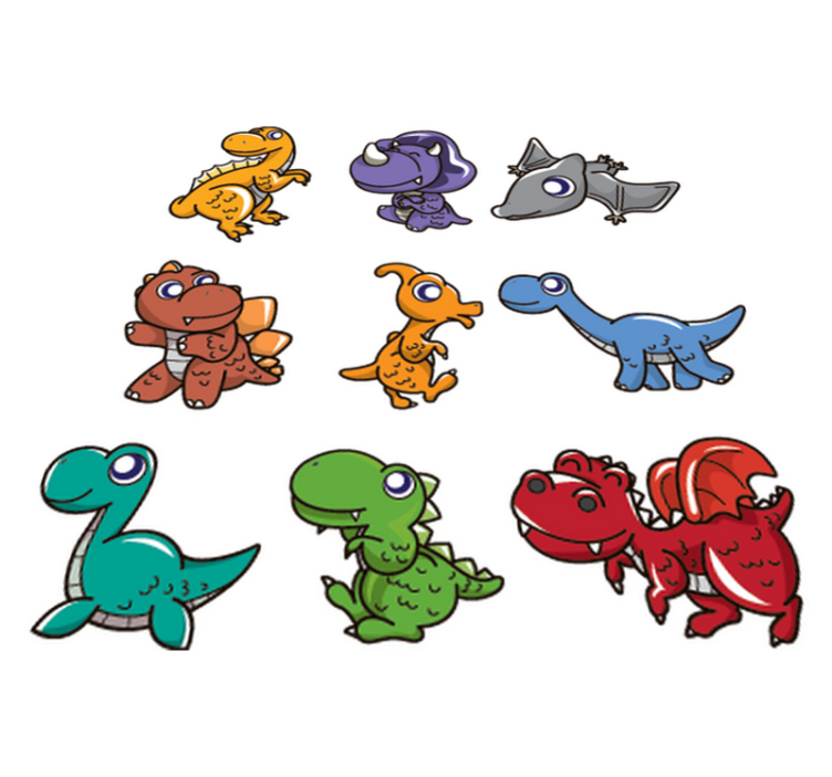 Tapete vinílico criança com adesivos de dinossauros - TenStickers