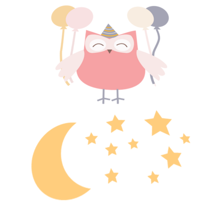 Tapete vinílico criança coruja festeira - TenStickers