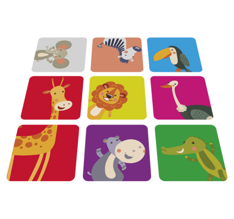 Tapete vinílico criança com azulejos coloridos de animais - TenStickers