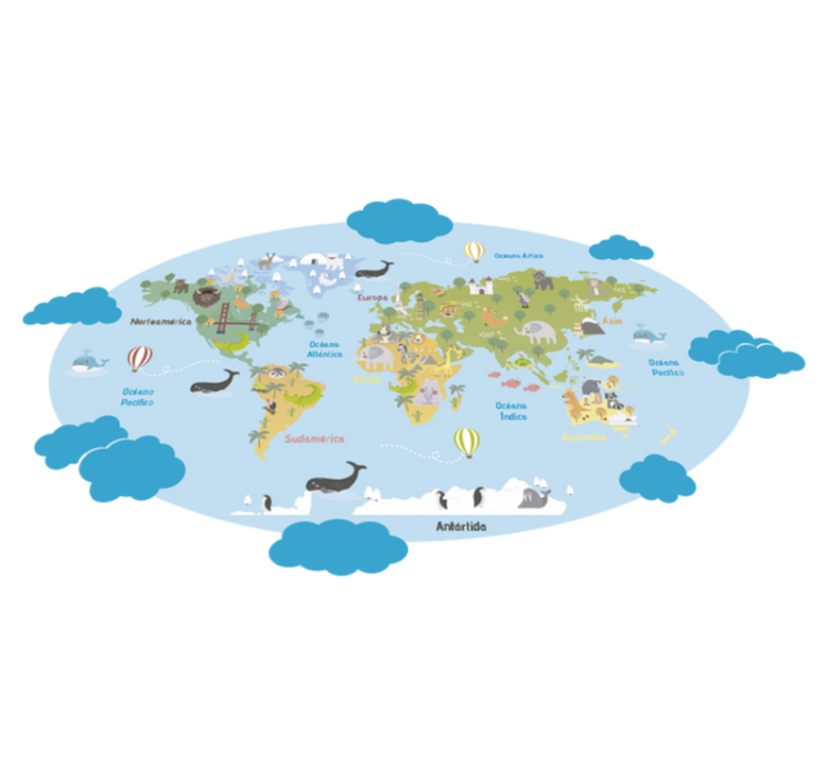Tapete vinílico criança planisfério infantil - TenStickers