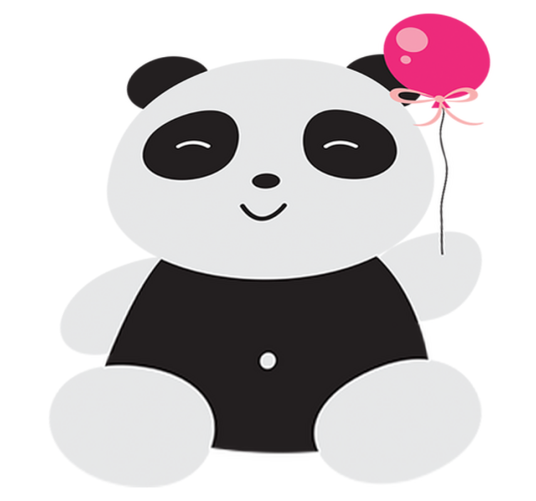 Tapete vinílico criança panda com balão rosa - TenStickers