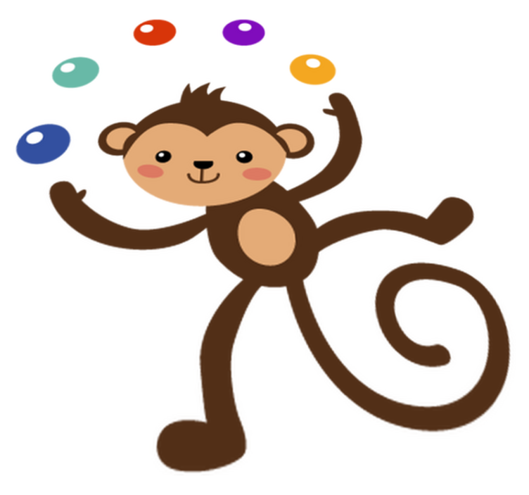 Tapete vinílico criança macaco malabarista - TenStickers