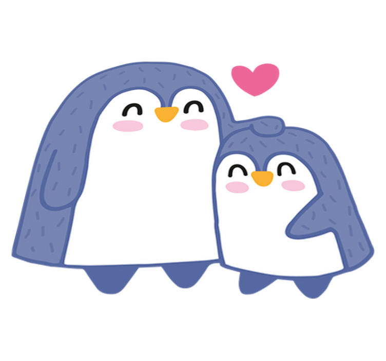 Tapete vinílico criança pinguim mãe e filhote - TenStickers