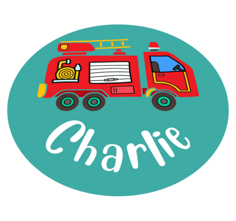 Tapete vinílico criança caminhão de bombeiros personalizado - TenStickers