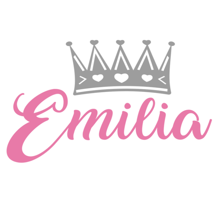 Tapete vinílico criança coroa prata com nome rosa - TenStickers