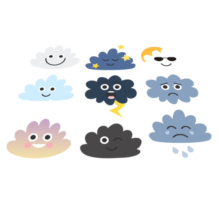 Tapete vinílico criança nuvens com rostos - TenStickers