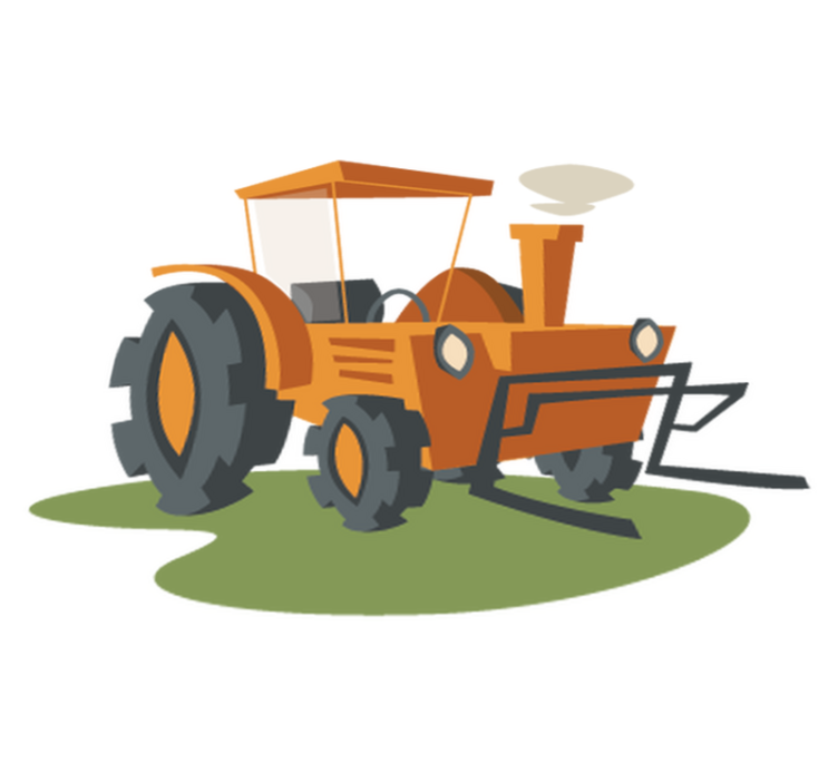 Tapete vinílico criança trator laranja - TenStickers