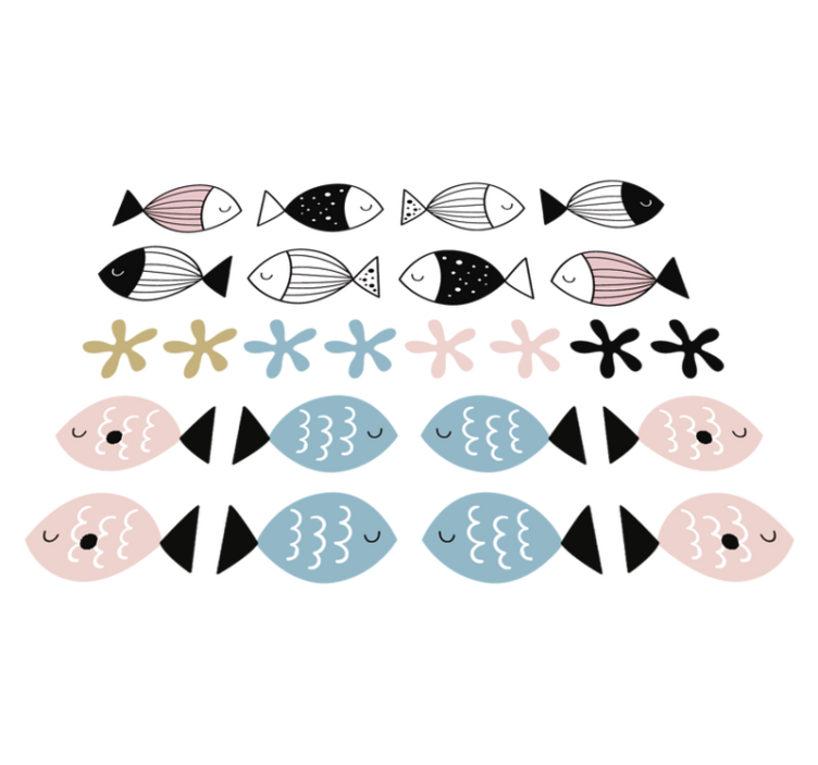 Tapete vinílico criança peixes com texturas - TenStickers