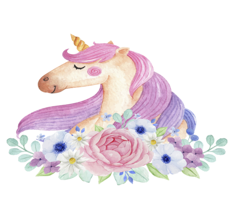 Tapete vinílico criança unicórnio aquarelado - TenStickers