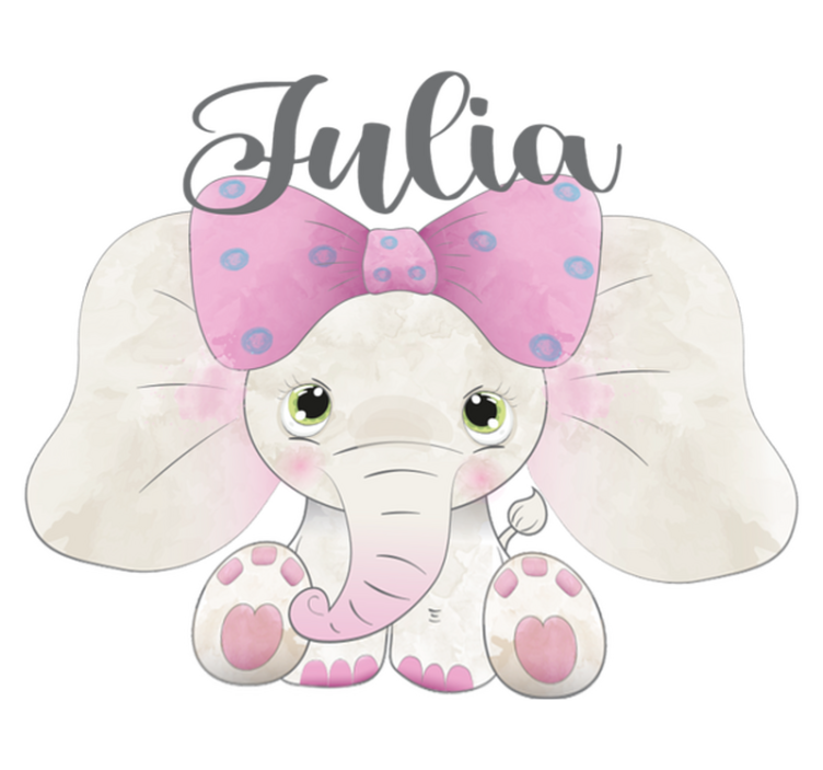 Tapete vinílico criança elefante com bebê e nome - TenStickers