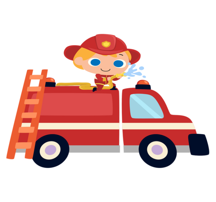 Tapete vinílico criança carro bombeiro vermelho - TenStickers