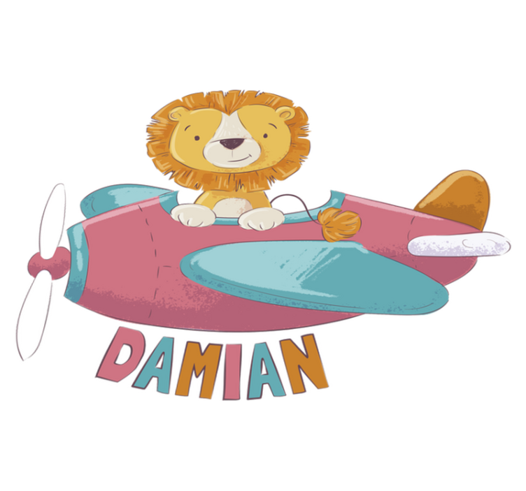 Tapete vinílico criança leão com nome - TenStickers