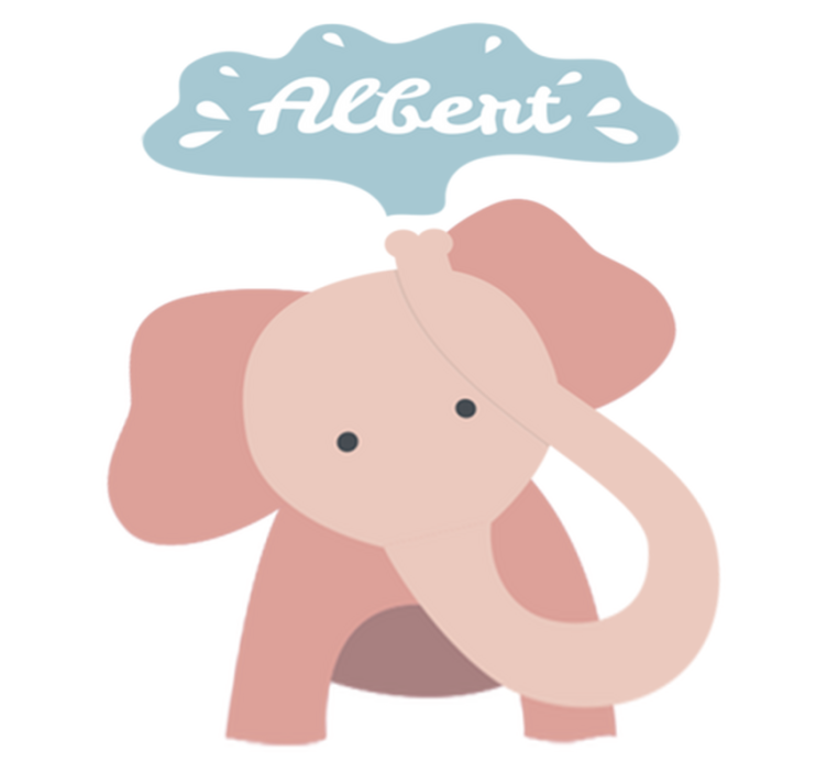 Tapete vinílico criança elefante bebê com nome - TenStickers