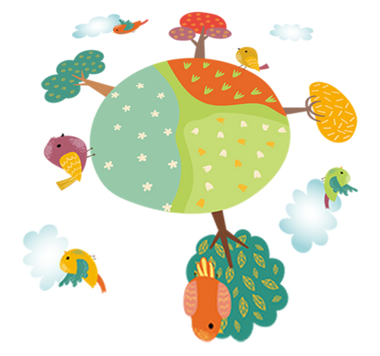 Tapete vinílico criança primavera circular com animais - TenStickers