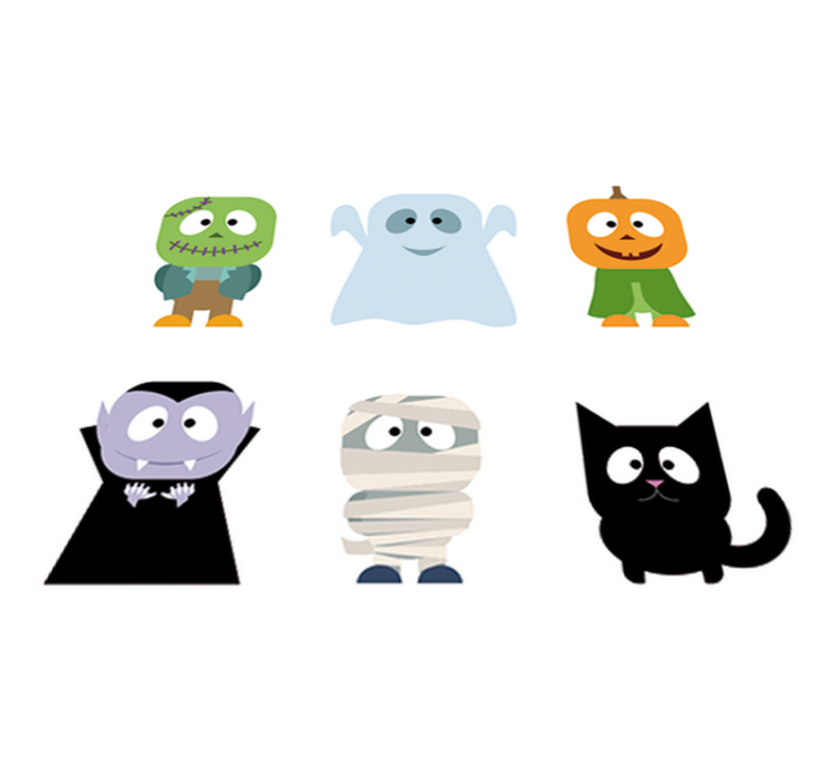 Tapete vinílico criança adesivos monstros halloween - TenStickers