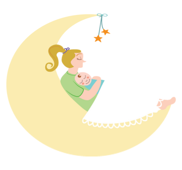 Tapete vinílico criança mãe e bebê na lua - TenStickers