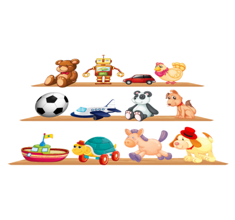 Tapete vinílico criança estantes com brinquedos - TenStickers