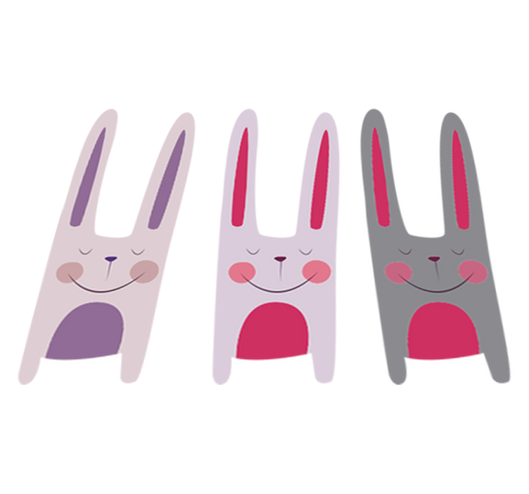 Tapete vinílico criança três coelhos felizes - TenStickers