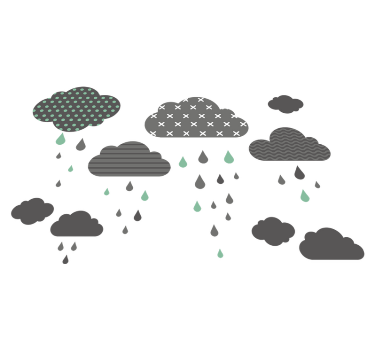 Tapete vinílico criança nuvens cinzas de chuva - TenStickers