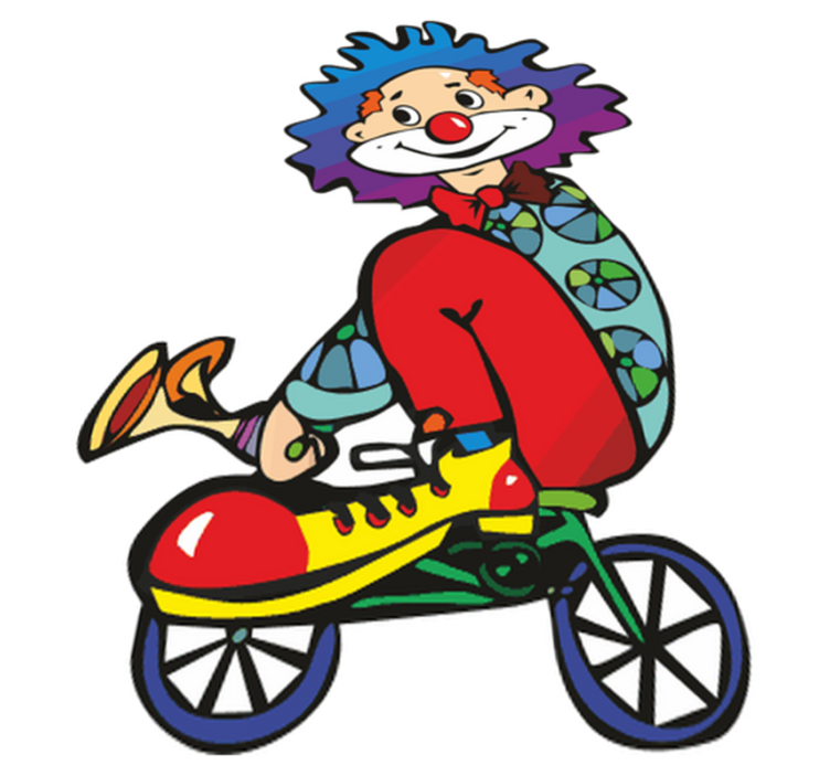 Tapete vinílico criança palhaço na bicicleta - TenStickers
