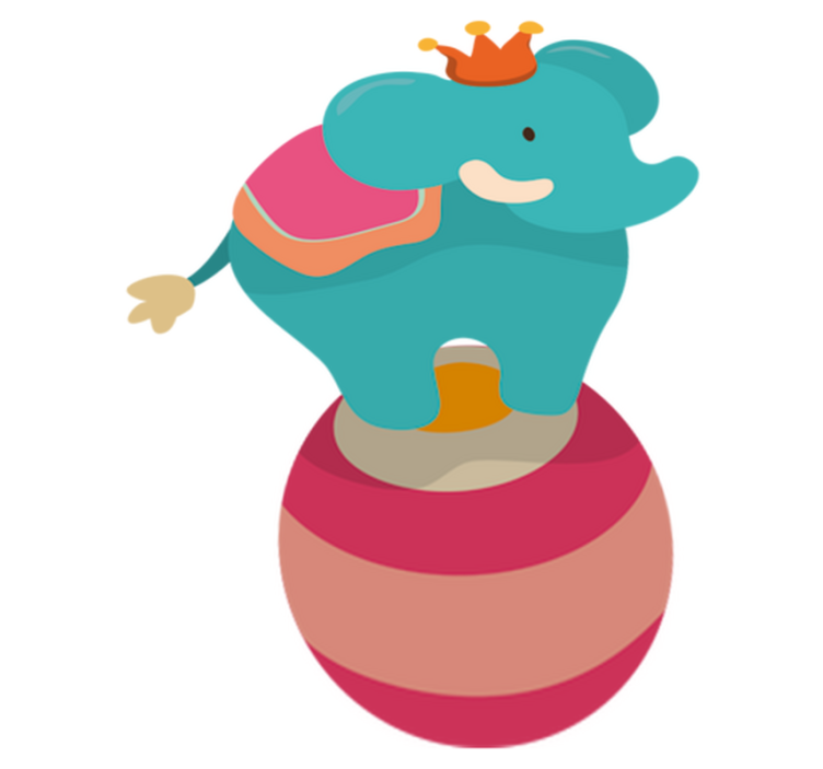 Tapete vinílico criança elefante equilibrando - TenStickers