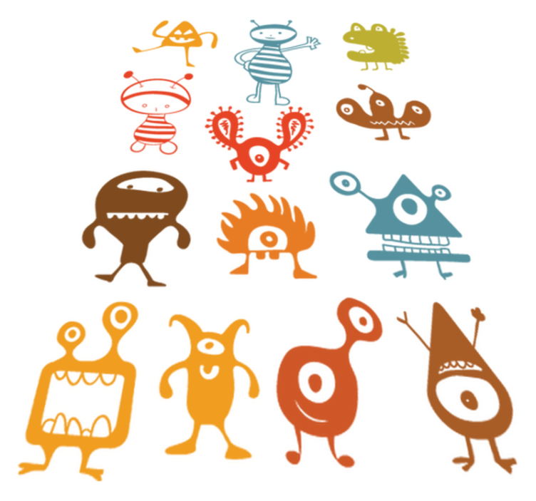 Tapete vinílico criança alienígenas coloridos - TenStickers
