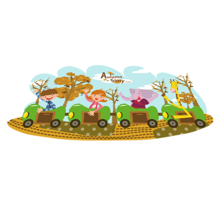 Tapete vinílico criança trem no outono - TenStickers