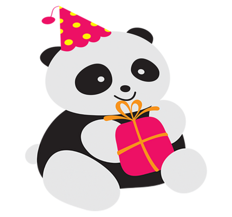 Tapete vinílico criança panda bebê com presente - TenStickers