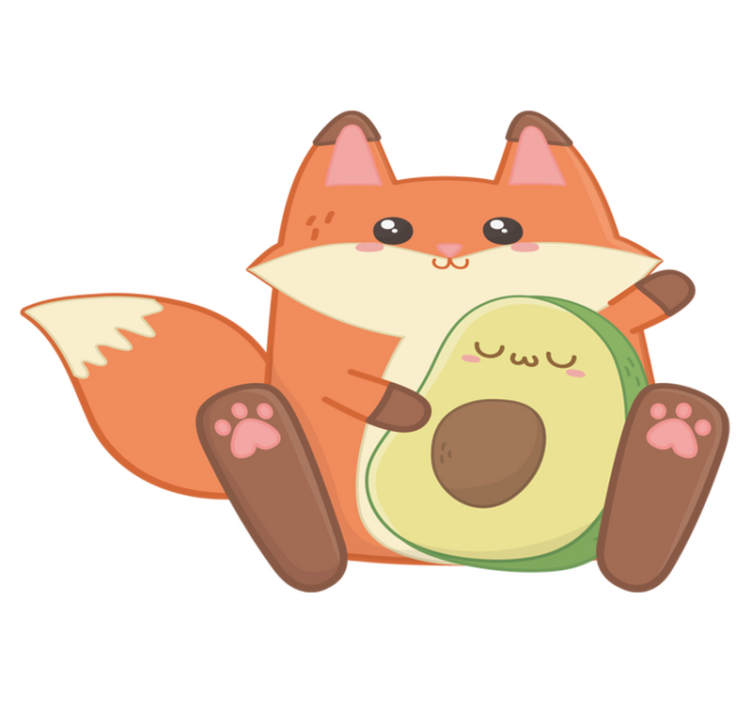 Tapete vinílico criança raposa kawaii com abacate - TenStickers
