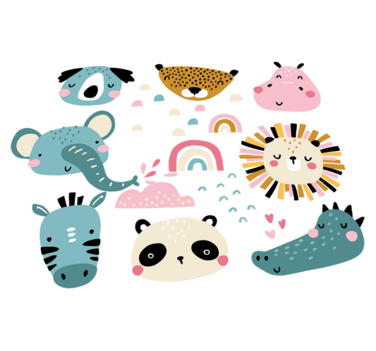 Tapete vinílico criança estilo nórdico animais pequenos - TenStickers