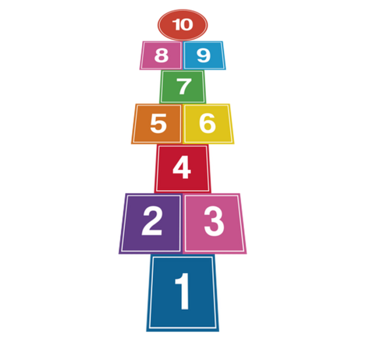 Tapete vinílico de jogos com amarelinha colorida - TenStickers