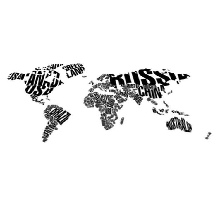 Tapete vinílico de mapa mundial com nomes de países - TenStickers