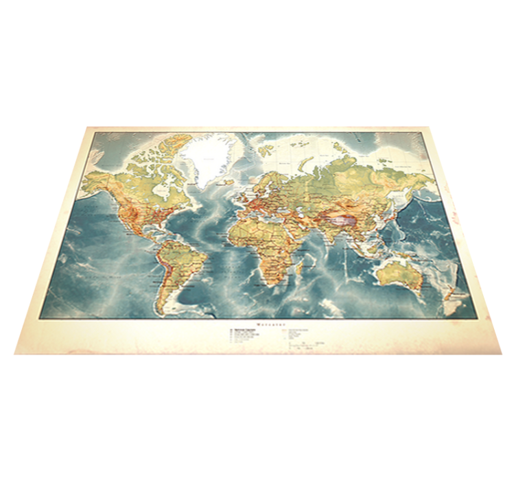 Tapete vinílico de mapa mundial envelhecido - TenStickers