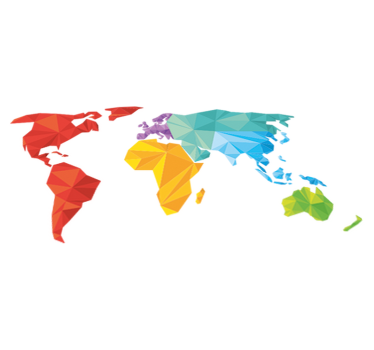 Tapete vinílico de mapa mundial geométrico - TenStickers