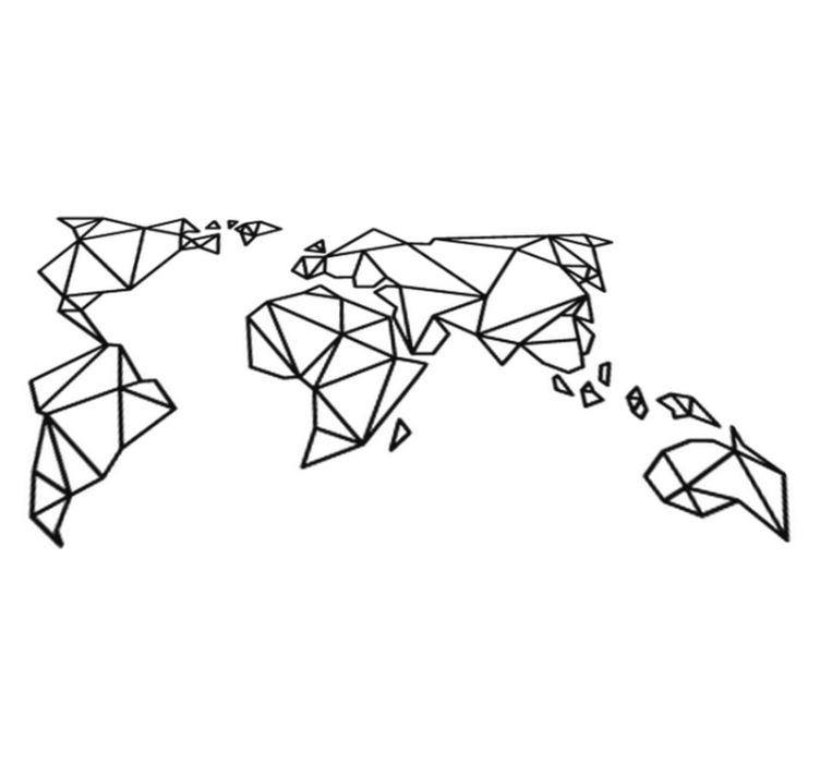 Tapete vinílico de mapa mundial origami decorativo - TenStickers