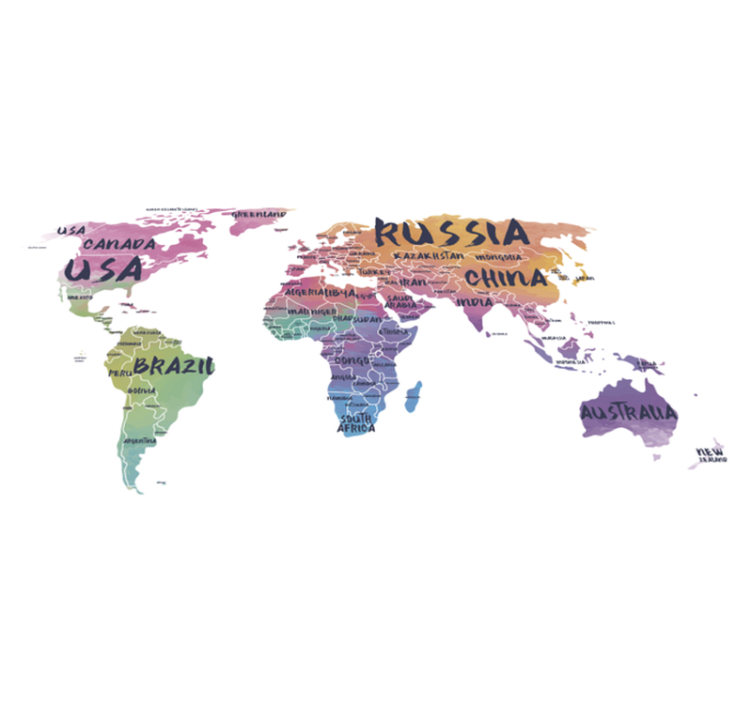 Tapete vinílico de mapa mundial adesivo de parede - TenStickers