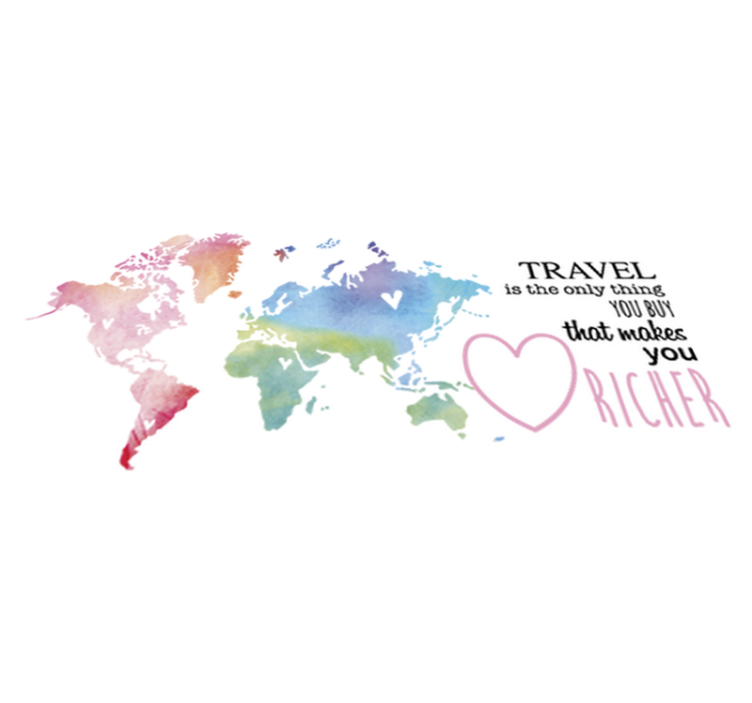 Tapete vinílico de mapa mundial e texto sobre viajar - TenStickers